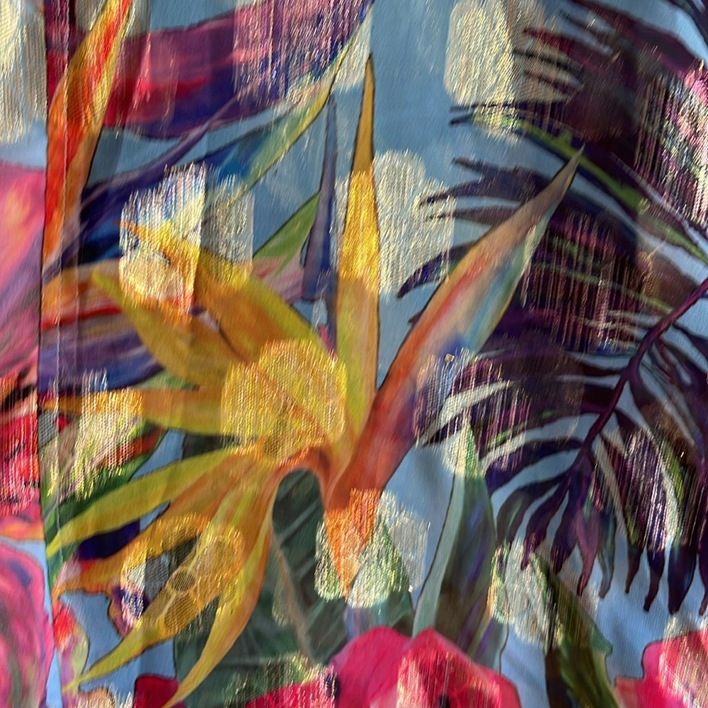 UNFASHIONAL Metallic Colorful Women’s Floral Tropical Kimono Robe Top Sz… - Picture 2 of 9